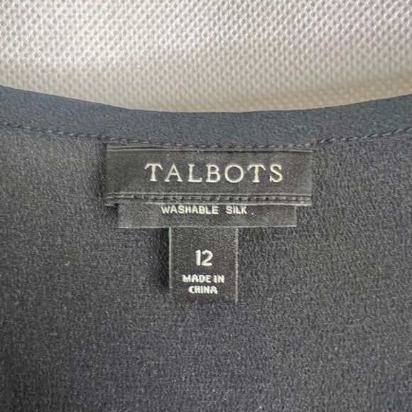 Talbot's Black Sleeveless 100% Washable Silk Blouse Women's Size 12 - Picture 4 of 6
